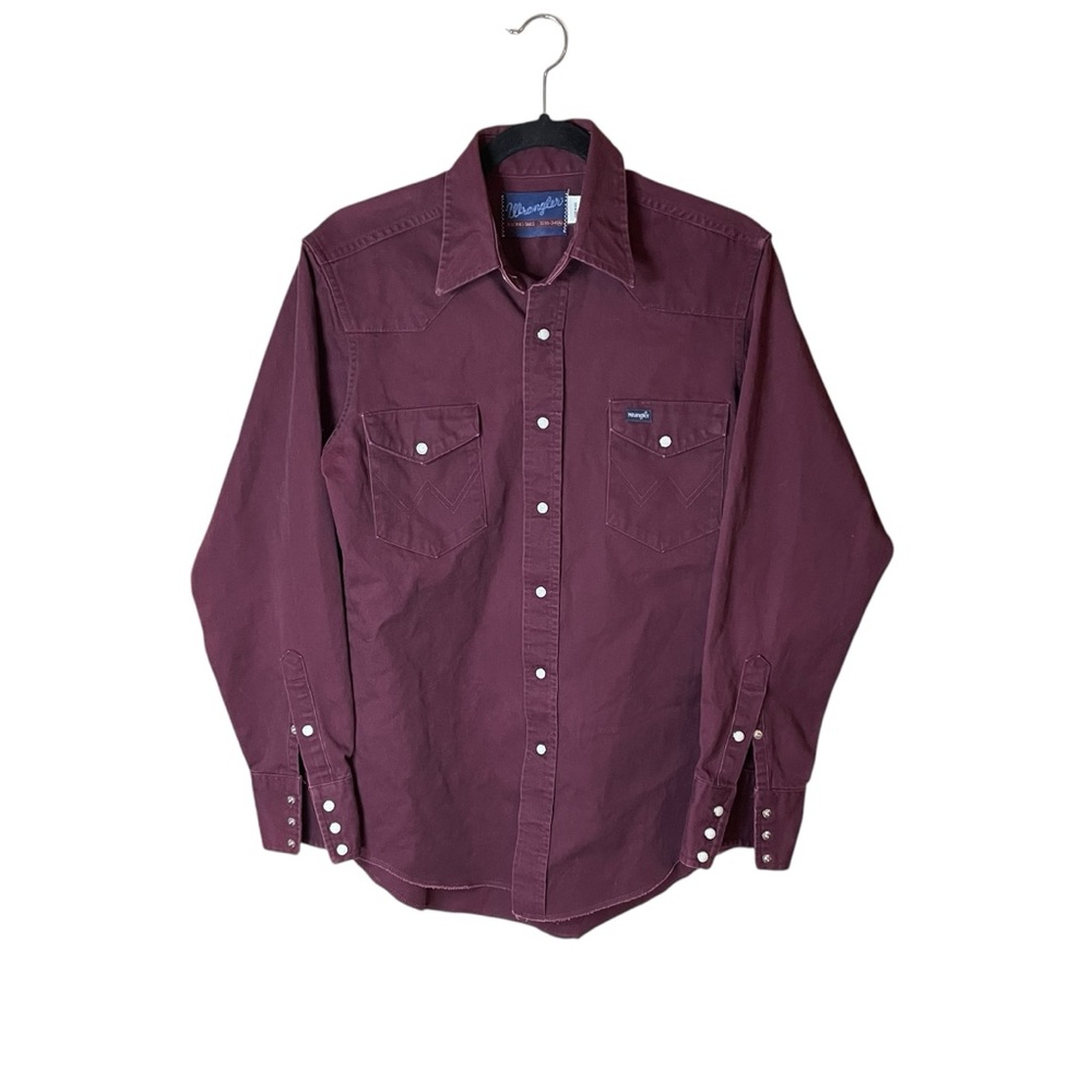Wrangler Vintage X-Long Tails Long Sleeve Pearl Snaps Burgundy 15 1/2-34 - Picture 1 of 5